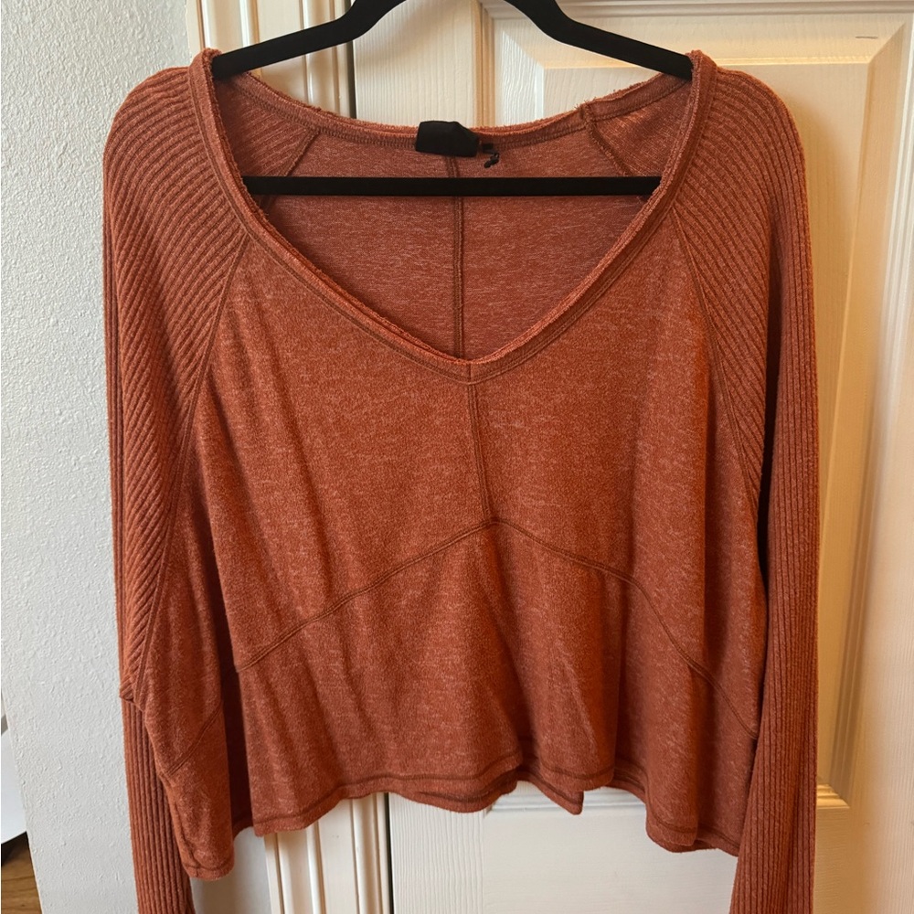 Women's Rust V-Neck Top